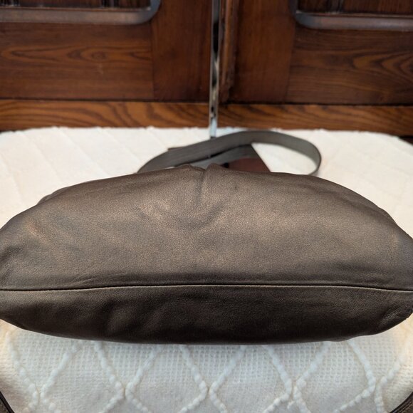 Coach Ashley F17605 Metallic Leather Shoulder Crossbody Bag Purse Bronze Gold - Picture 8 of 13